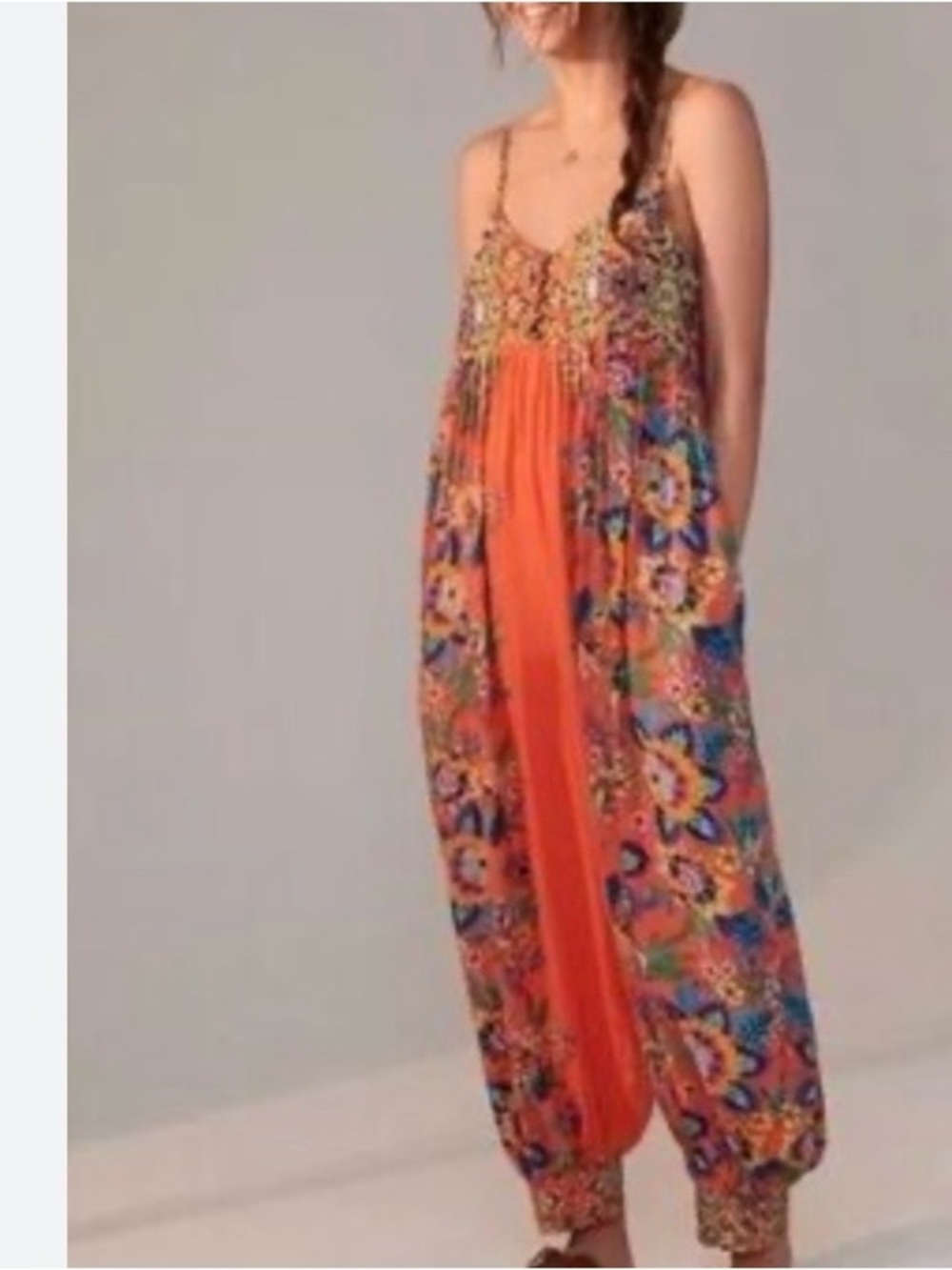 Anthropologie Orange Jumpsuit Harem Sm